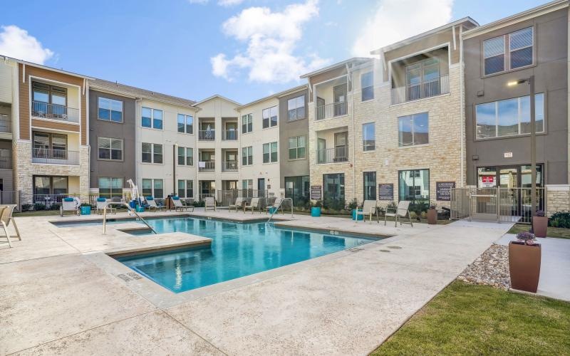 a swimming pool in a courtyard