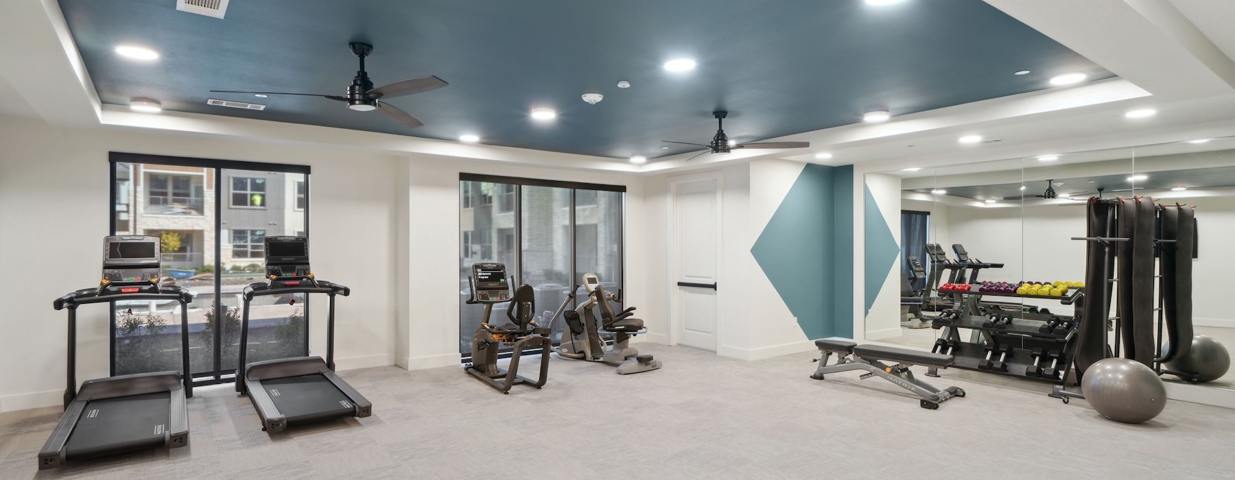 a gym with exercise equipment
