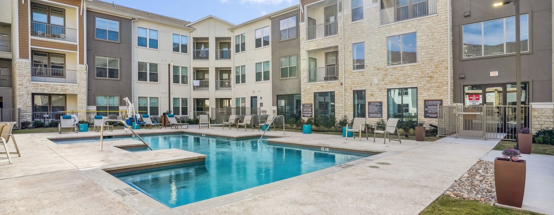 a swimming pool in a courtyard